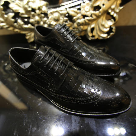 Mssefn2015欧美时尚拼色鳄鱼纹系带潮流皮鞋B386/295-5图片
