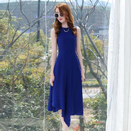 Mssefn2015新款女装韩版时尚纯色长款无袖连衣裙AWNYFY90图片