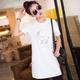 Mssefn夏装新款 韩版时尚百搭纯色拼接动物图案中长款T恤220