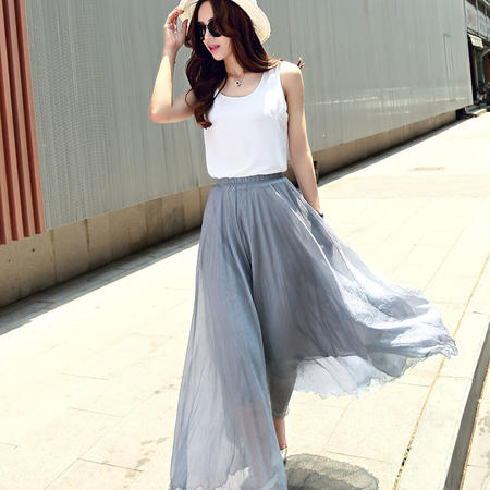 Mssefn2015夏新款韩版时尚气质纯色百搭修身大摆仙女裙1210图片