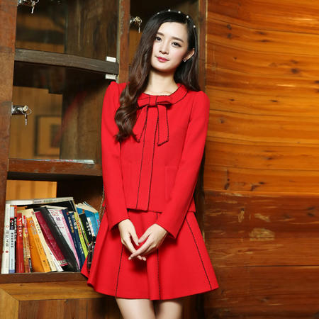 mssefn2015秋季女装新款韩版时尚三件套甜美修身连衣裙82608P180图片