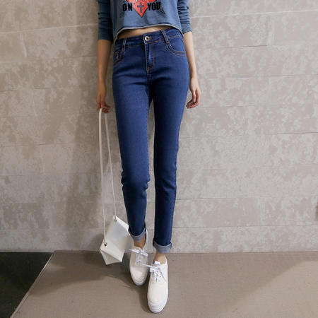 
mssefn2015秋季新款修身显瘦高腰弹力牛仔裤学生小脚长裤女C213 A318图片