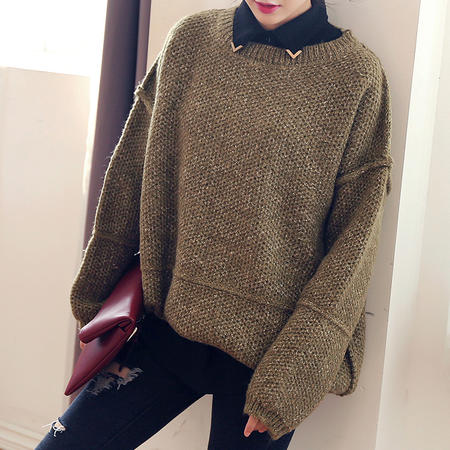mssefn2015秋季新款韩版长袖套头毛衣女 时尚宽松针织衫图片