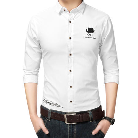 mssefn春装胖子长袖衬衫韩版修身型男英伦男装长袖超大白色衬衣968P45图片