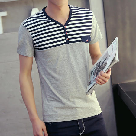 MSSEFN男士短袖T恤韩版男装V 领青少年打底衫t恤图片