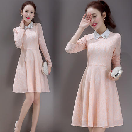 MSSEFN春季女装新款时尚翻领韩版气质优雅甜美修身连衣裙图片