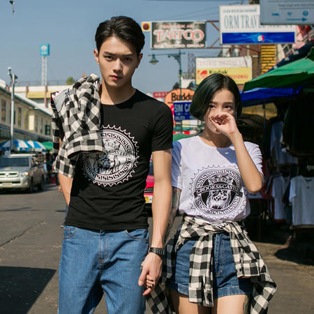 MSSEFN夏装新款国王头印花韩版短袖T恤图片