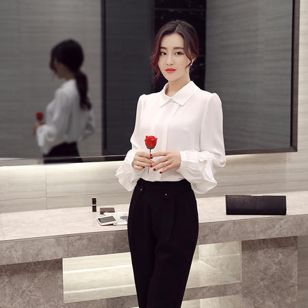 MSSEFN春季韩版衬衫修身小香风新款衬衣女