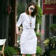 MSSEFN韩版连衣裙新款夏季女装中长款圆领短袖修身裙女