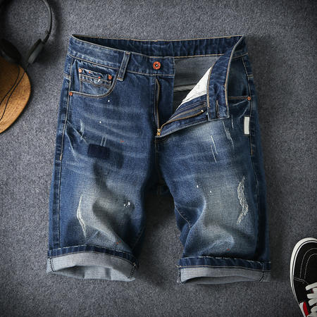 MSSEFN夏装新款弹性弹力牛仔裤品质大码牛仔短裤黑底图片