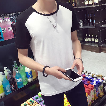 MSSEFN夏季男短袖T恤潮印花修身纯棉圆领体恤衫青少年半袖韩版潮图片