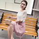 MSSEFN夏季韩版新品淑女气质短袖蕾丝衫刺绣半身裙两件套