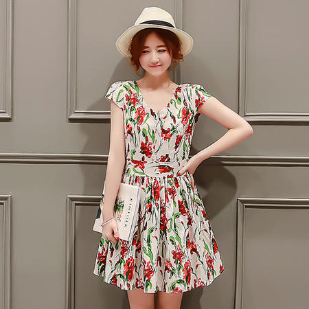 MSSEFN夏季新款女装韩版显瘦连衣裙花色条纹裙子图片