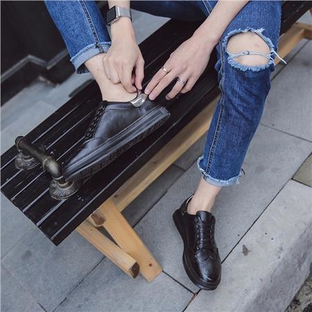 MSSEFN春夏韩版布洛克雕花系带低帮休闲小白鞋真皮鞋学生鞋