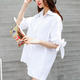 mssefn夏季韩版新品韩版宽松气质纯棉中长款休闲女衬衫