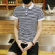 mssefn青年短袖T恤男韩版修身英伦休闲条纹男装微领polo衫半袖