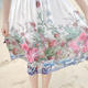 mssefn波西米亚沙滩裙镶钻圆领贝壳袖修身优雅印花雪纺连衣裙