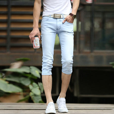MSSEFN 男士青年韩版修身款裤子春夏季青少年薄款牛仔裤图片
