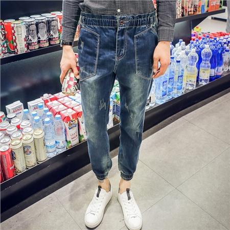 mssefn2016秋季男士韩版修身束脚裤薄款牛仔长裤图片