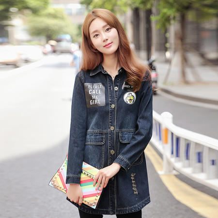 mssefn2016秋季爆款女装韩日流行时尚休闲修身牛仔风衣外套女