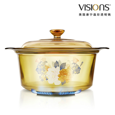 VISIONS 美国康宁晶彩透明锅（富贵吉祥花卉系列） VSD-35-FLR（3.5升 花卉煮锅）图片