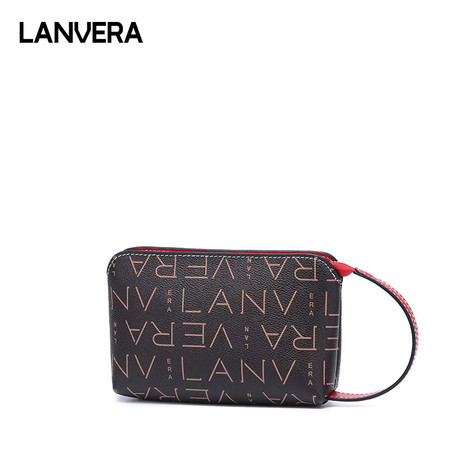 lanvera 女包欧美时尚包包新款潮流零钱包化妆包花纹手拿包L8300