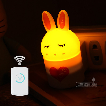 闪迪家居 LED无线遥控小夜灯床头灯 喂奶创意卧室灯开关插电节能图片