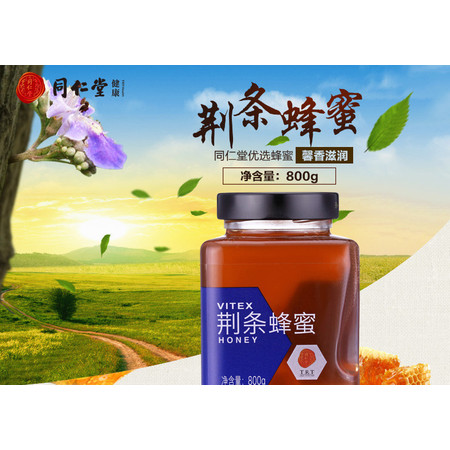 北京同仁堂荆条蜂蜜800g 玻璃瓶装正宗蜂蜜 旗舰店正品荆条蜜图片