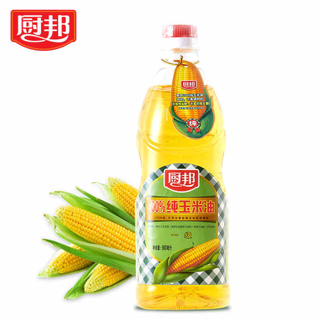 厨邦正品纯玉米油食用油物理压榨玉米榨取食用油900mlX1瓶玉米油