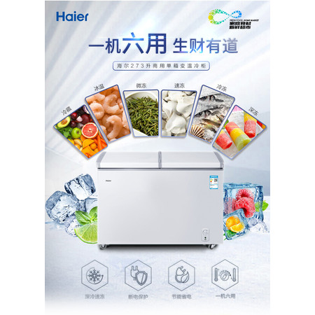 海尔/Haier BC/BD-273SEA 节能大冰柜变温家用商用冷藏冷冻柜