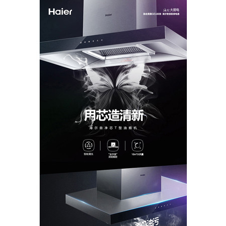 海尔/Haier E900T9W(T)+QE7B(12T)欧式顶吸抽油烟机燃气灶套餐图片