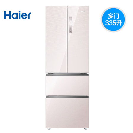 海尔/Haier BCD-335WDECU1法式多门彩晶玻璃无霜变频四开门冰箱