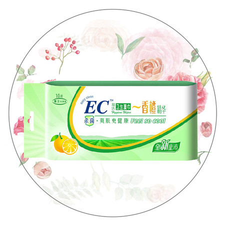 ABC EC易洁香橙精华卫生湿巾10片装 P03