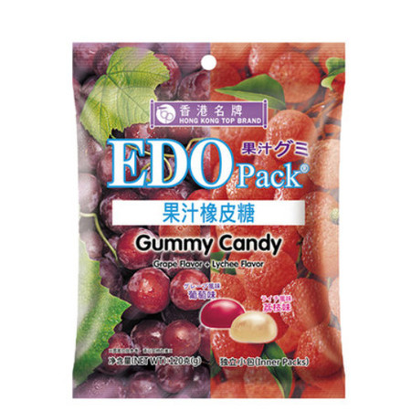 EDO PACK 果汁橡皮糖(葡萄+荔枝味)水果味软糖120g*3图片