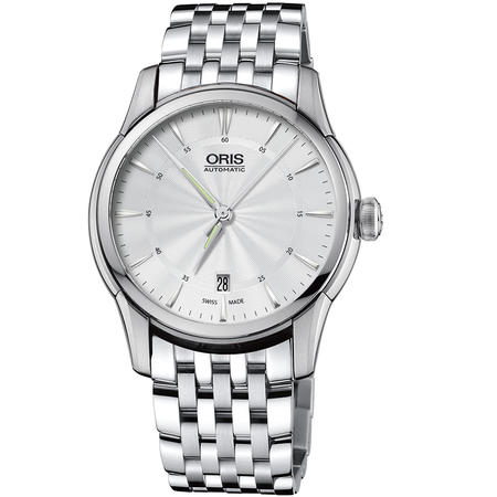 豪利时（ORIS）文化艺术家系列机械男表73376704051m 银盘钢带