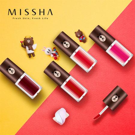 Missha/谜尚LINE FRIENDS水漾焕润染唇液4.5G 唇釉唇彩染唇液 四色可选