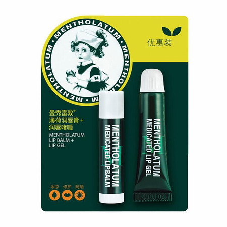 曼秀雷敦/MENTHOLATUM 曼秀雷敦 曼秀雷敦薄荷润唇啫喱套装　薄荷润啫喱8g+润唇膏3.5g