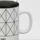 贝瑟斯 欧美风陶瓷水杯马克杯带盖带勺 网格条纹可选420ml