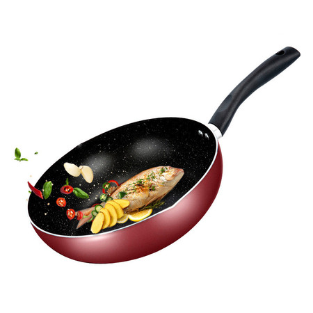 美的/MIDEA 合金炒锅CJ28WOK301 28cm麦饭石色涂层不粘锅炒锅 厚底少油烟煎炒锅图片