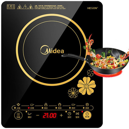 美的/MIDEA 电磁炉RT2140 家用触控按键 黑晶面板六大烹饪功能电磁灶 定时功能图片