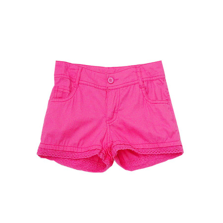 女童夏季粉色花边热裤图片