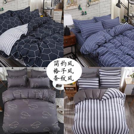 韩式学生宿舍四件套1.8米床 简约卡通派风格床上用品套装