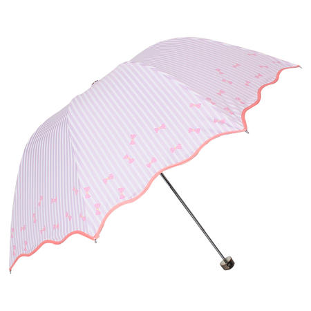 天堂伞 森系女孩黑胶防紫外线三折钢杆铝骨蘑菇晴雨伞