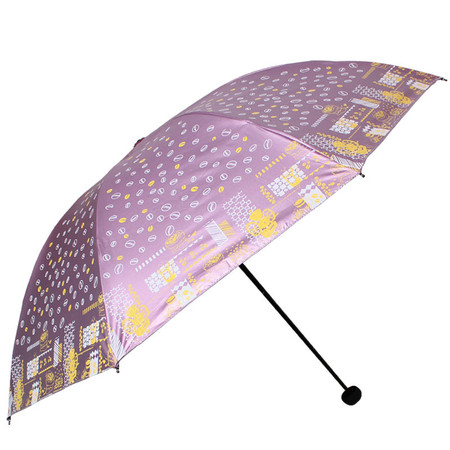 天堂伞 摩卡人生双面柔粉彩胶防紫外线三折黑杆钢骨晴雨伞