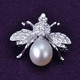 千足珠宝晓蜜米形强光润白8-8.5mm淡水珍珠银胸针