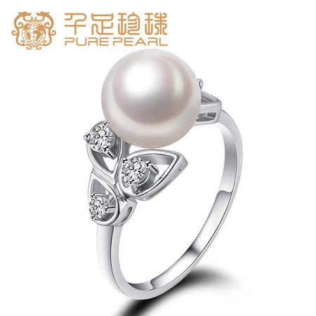 千足珍珠 婧韵8.5-9mm正圆饱满净白淡水珍珠戒指