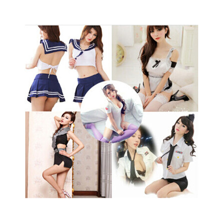 夏泽诺 性感情趣制服诱惑女学生女警女佣护士秘书(5款套装)图片