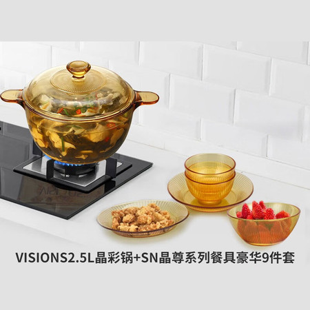 Corelle Brands康宁 2.5L晶彩锅+SN晶尊餐具豪华9件套图片