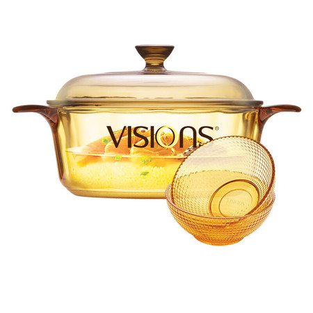 VISIONS 晶彩透明锅1.25L+玻璃饭碗*2图片