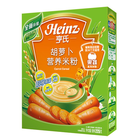 Heinz/亨氏 胡萝卜营养米粉 辅食初期-36个月 225g/盒图片